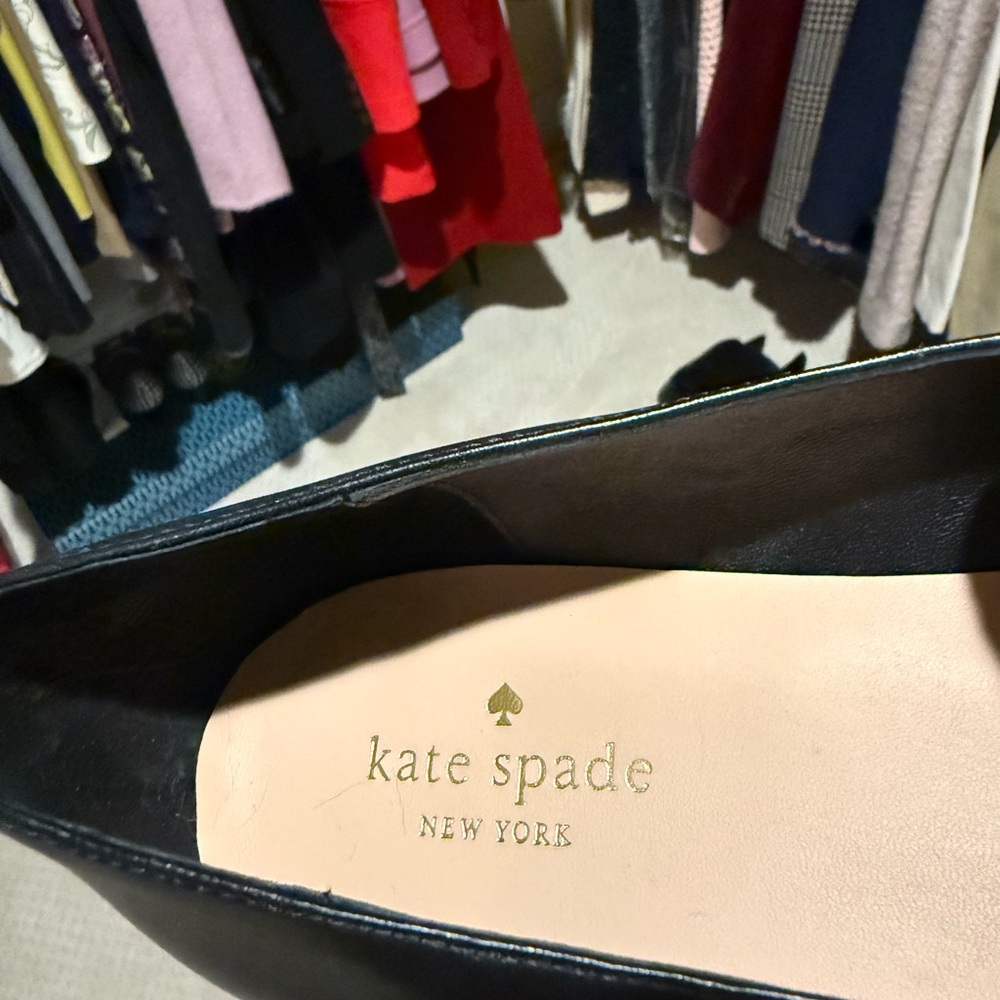 Kate Spade Black and White Loafers with Embellished Bow - Picture 3 of 7